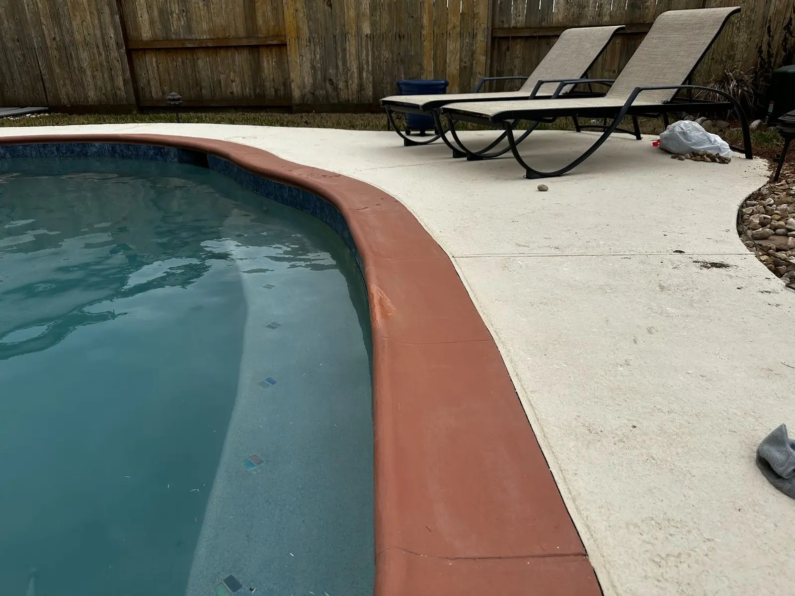 Completed swimming pool coping and tile restoration in Clear Lake Texas