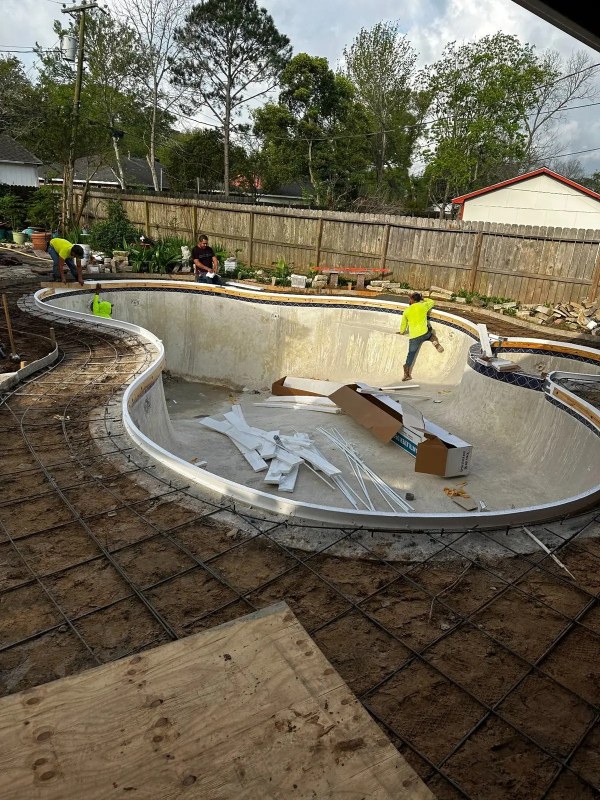 Completed backyard swimming pool after renovation