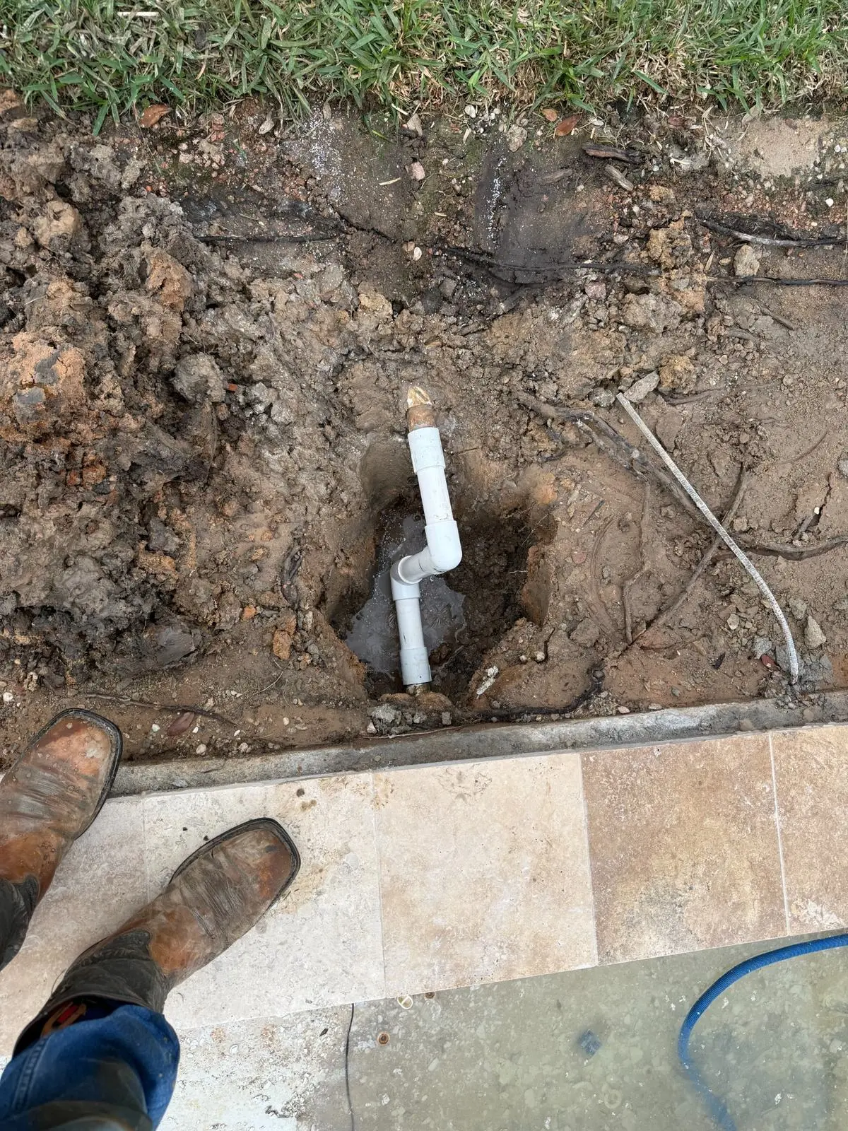 Completed underground swimming pool plumbing repair